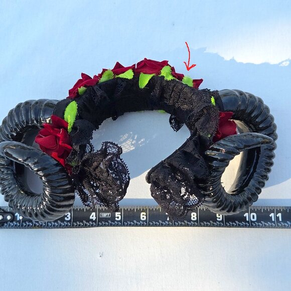 Sold - Sheep Horn Floral Hair Band Halloween Gothic Costume Headband Cosplay - Picture 13 of 14